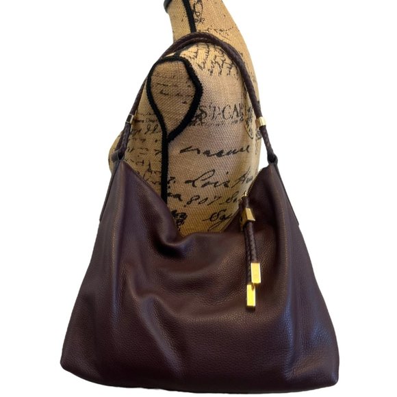 Michael Kors Large Brown Lexington Pebble Leather Shoulder Hobo Bag